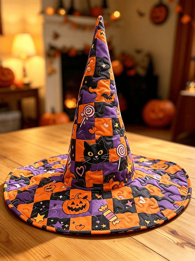 Quilted Halloween Art Witch Hat