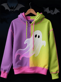 Women's Casual Retro Stitching Halloween Print Sweatshirt