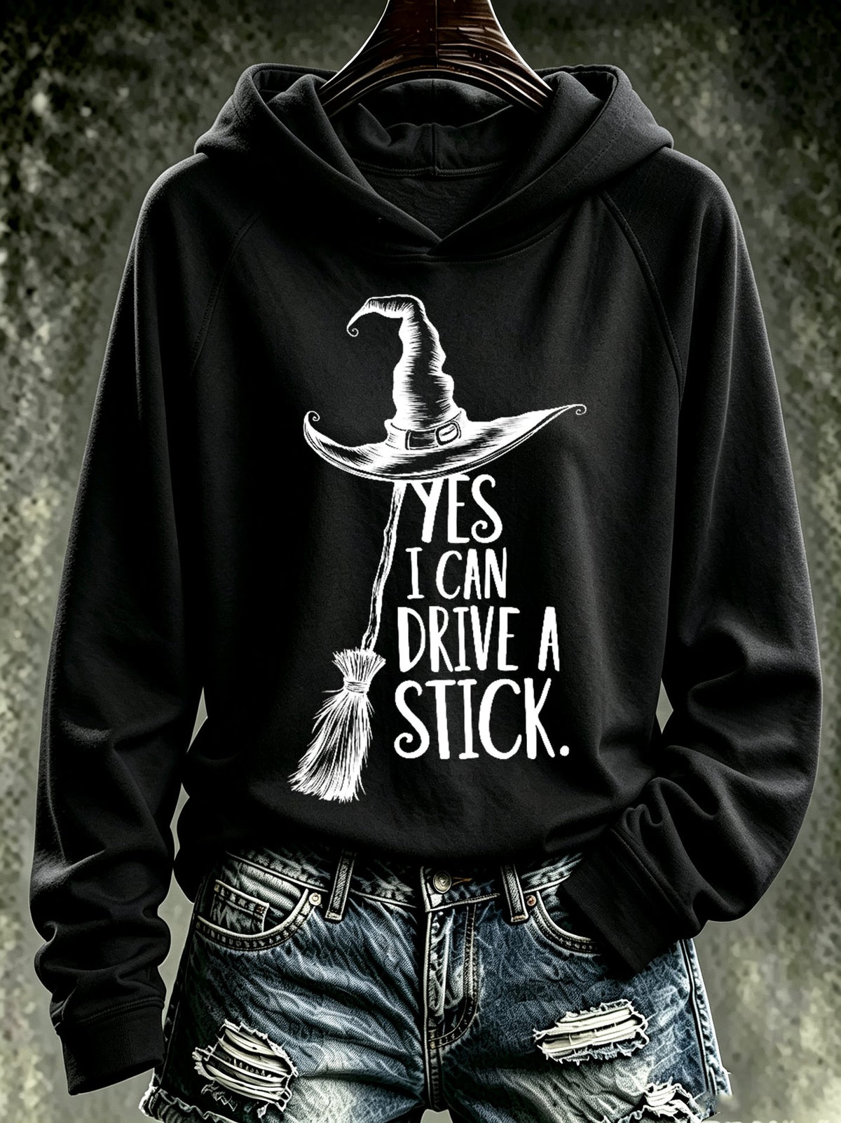 Women's Halloween “YES I CAN DRIVE A STICK.” Print  Sweatshirt
