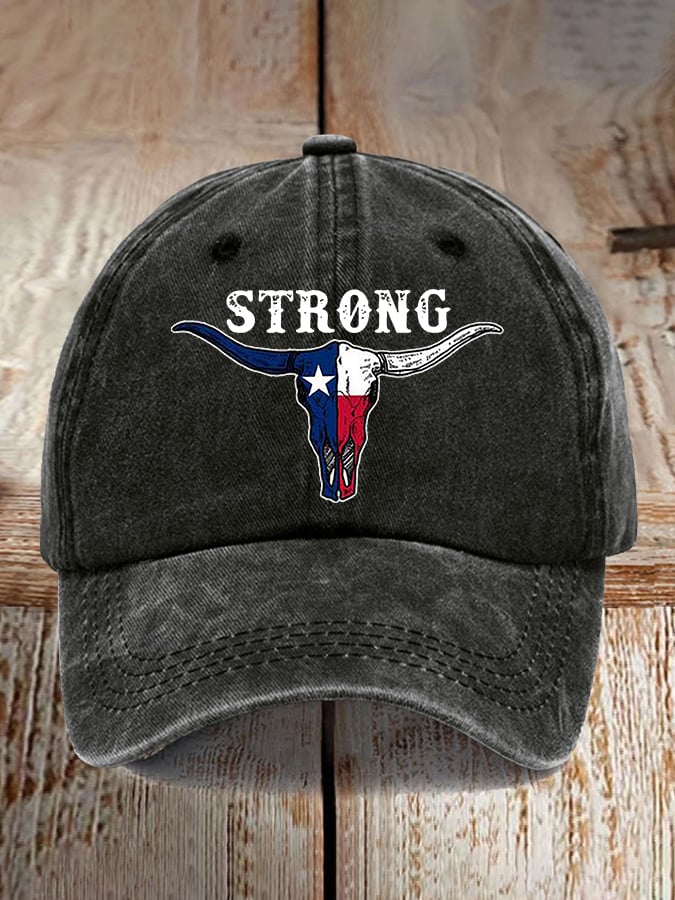 Vintage Texas Strong Print Baseball Cap
