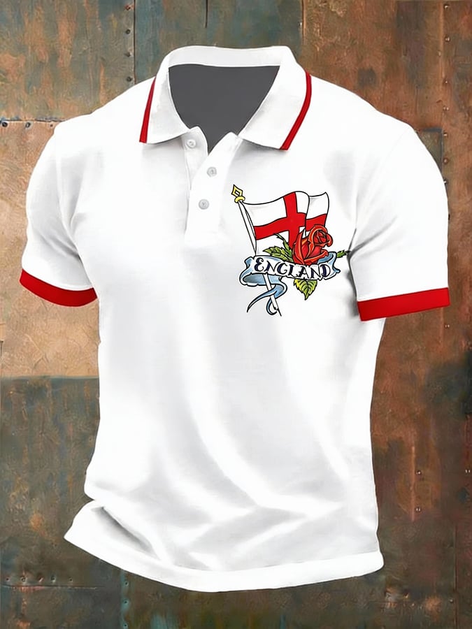 Men's England Rugby Printed Polo Shirt