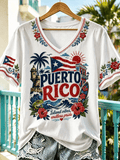 Women's Puerto Rico Pride Art Printed T-shirt