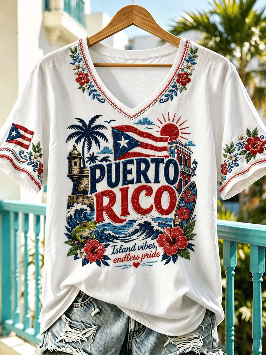 Women's Puerto Rico Pride Art Printed T-shirt