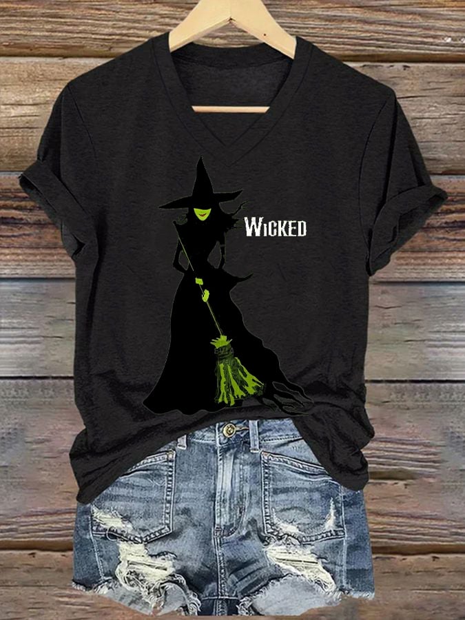 Women's Halloween Witch Print Casual T-Shirt