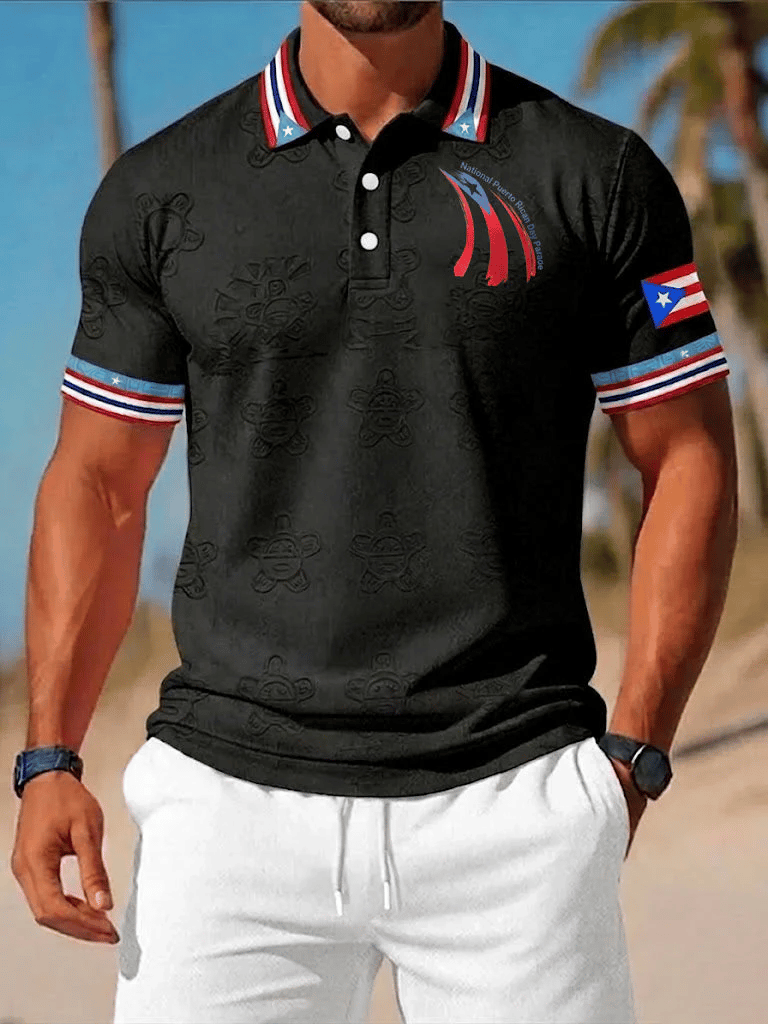 Men's Puerto Rico Print Casual Polo