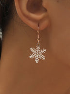 Women's Christmas Simple Hollow Snowflake Earrings