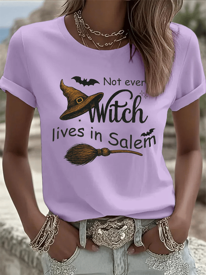 Women's Halloween Printed Round Neck T-Shirt