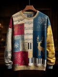 Men's Retro Casual Musical Note Christmas Party Art Sweatshirt
