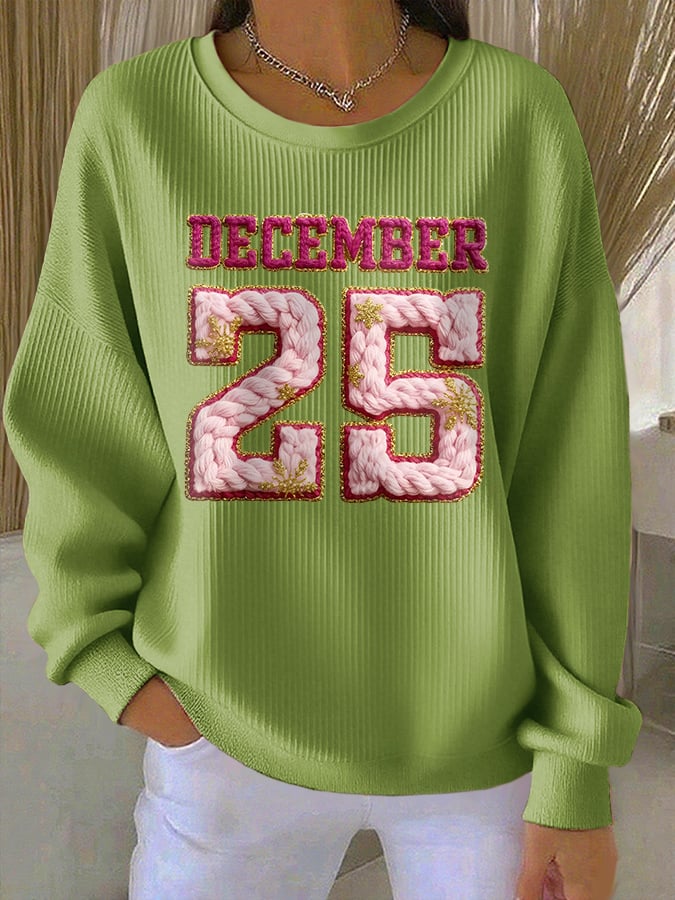 Retro Christmas December 25 Print Sweatshirt