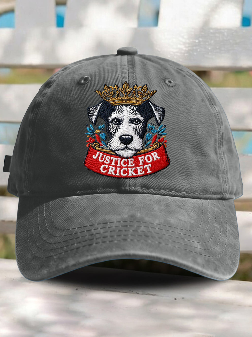 Retro Justice For Cricket Support Animal Protection Dog Lover Print Baseball Cap