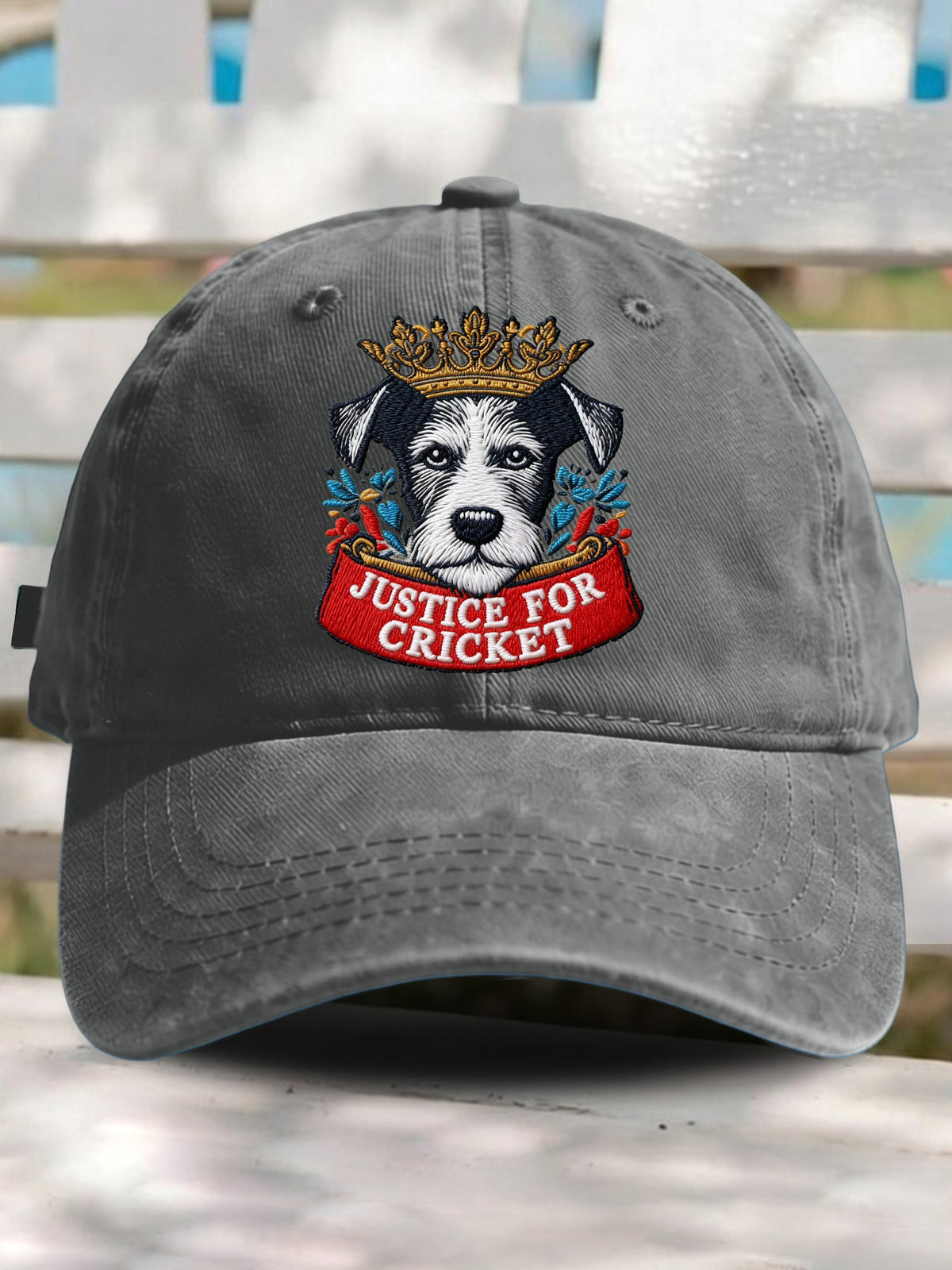 Retro Justice For Cricket Support Animal Protection Dog Lover Print Baseball Cap