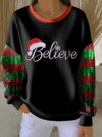 Women's Casual Print Long Sleeve Knit Top