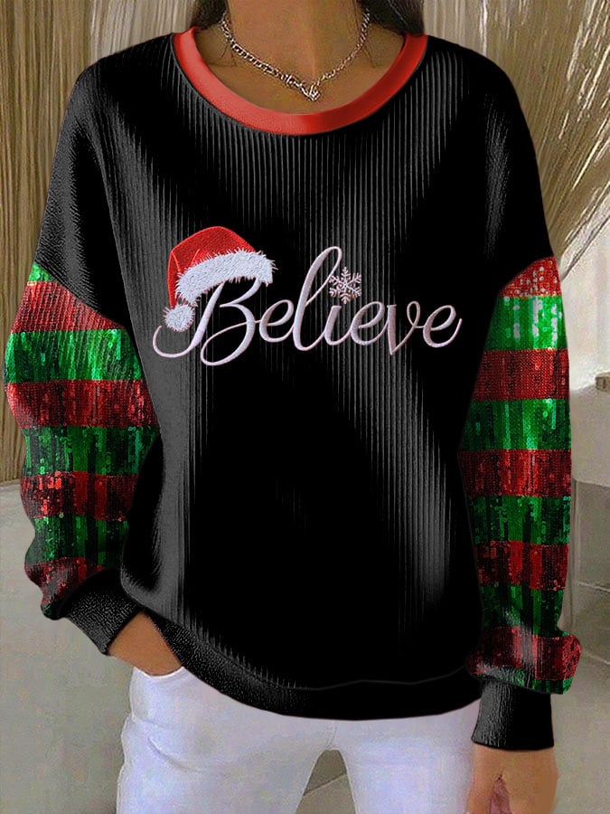 Women's Casual Print Long Sleeve Knit Top