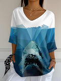 Women's Shark TV Series 50th Anniversary Printed T-Shirt