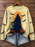Halloween Ghost Printed Long Sleeve Casual Top