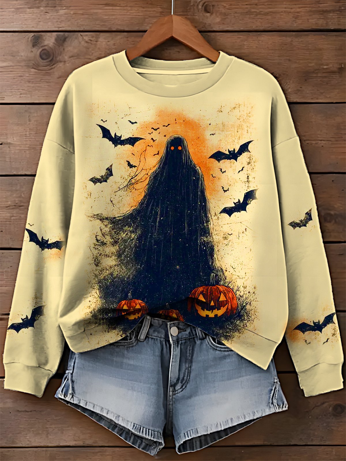 Halloween Ghost Printed Long Sleeve Casual Top