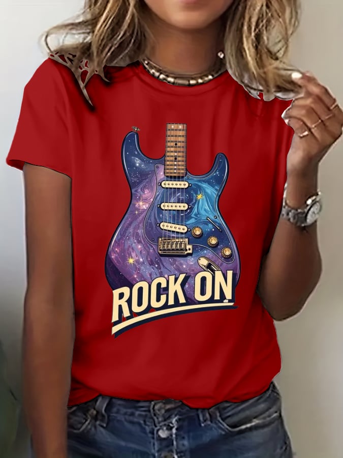 Women's Rock Print Casual T-Shirt