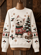 Women's Retro Christmas Dog  Print Top