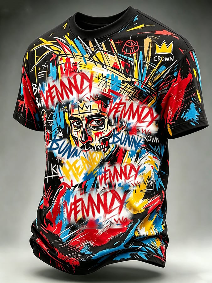 Man Creative Casual Print Short-Sleeve T-Shirt