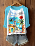 Puerto Rico Singer Casual Colorful Printed Raglan Top