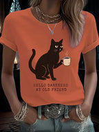 Women's Hello Darkness Halloween Print Round Neck T-Shirt