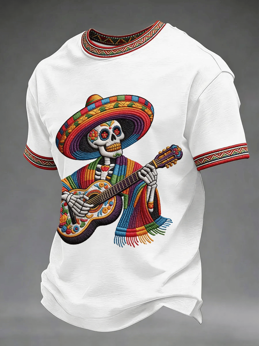 Men's Retro Cinco De Drinko Print Casual T-Shirt
