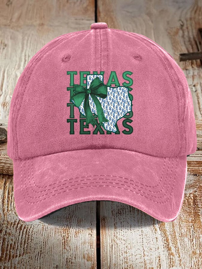 Retro Texas Strong Green Bow Print Baseball Cap