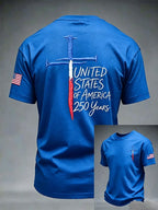 Men's Vintage Independence Day Eagle Flag Print Art T-shirt