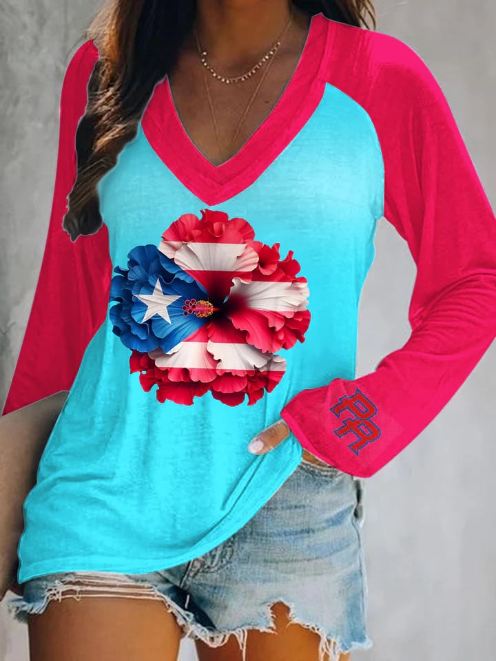Women's Puerto Rico Benito Bowl Print V-Neck T-Shirt