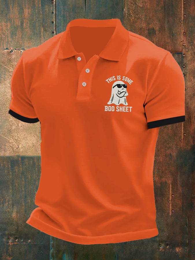 Men's casual Halloween ghost polo shirt