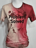 Women's Retro Bloody Problem Solved Halloween Art Pattern Print T-Shirt