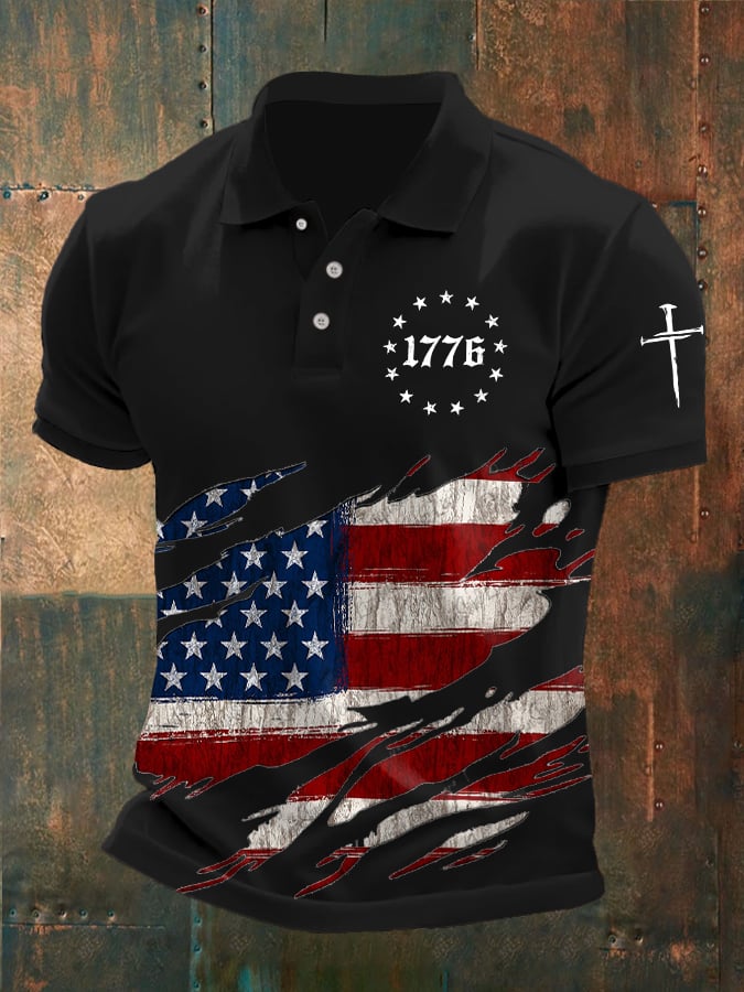 Men's Faith Cross Printed Casual POLO Shirt