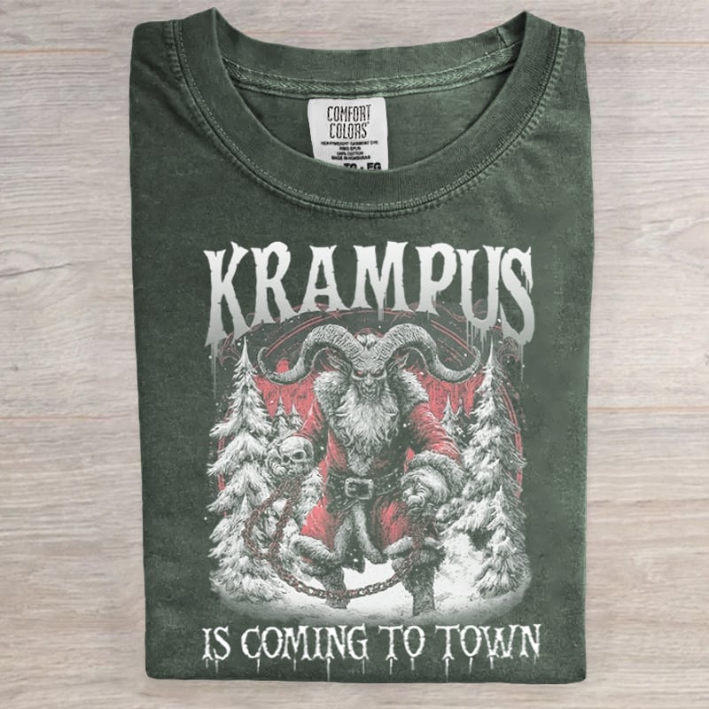 Krampus Is Coming To Town Horror Dark Christmas Art Print T-Shirt
