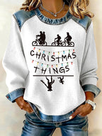 Retro Merry Christmas String Lights Upside Down Print Sweatshirt