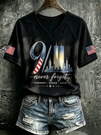 Women's  Retro  9.11 Never Forget Print T-shirt