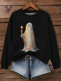 Women's Halloween Crew Neck Print Sweatshirt
