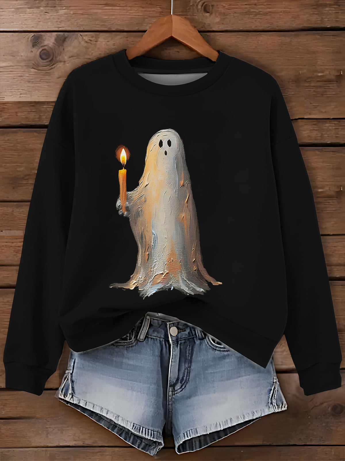 Women's Halloween Crew Neck Print Sweatshirt