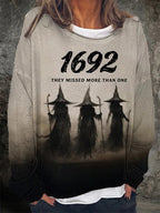 Women's Halloween 1692 They Missed More Than One, Witches Print Sweatshirt