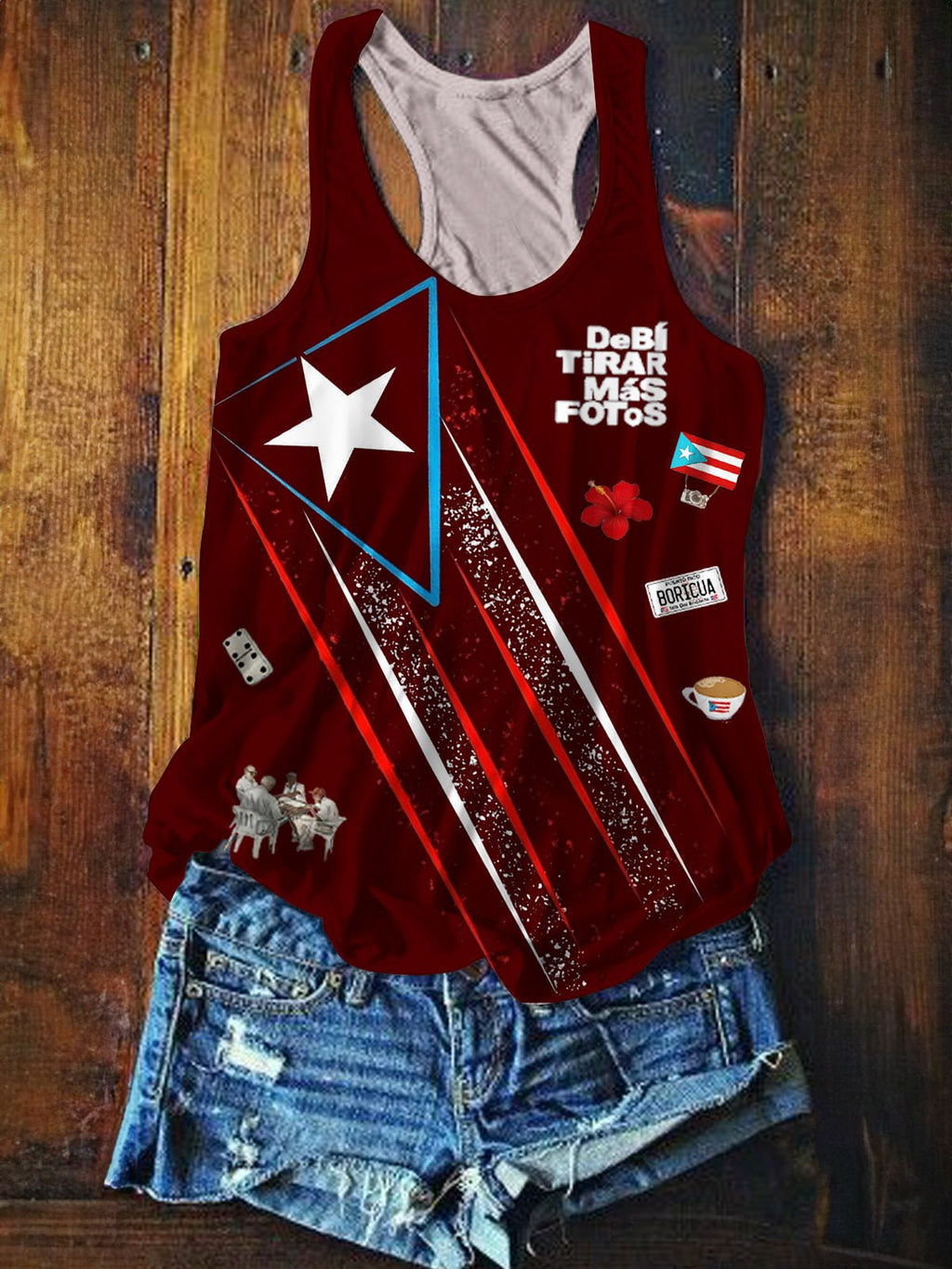 Puerto Rico Printed Casual Tank Top