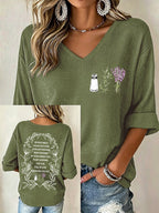 Women's Always Throw Spilled Salt Over Your Left Shoulder Print V Neck Top