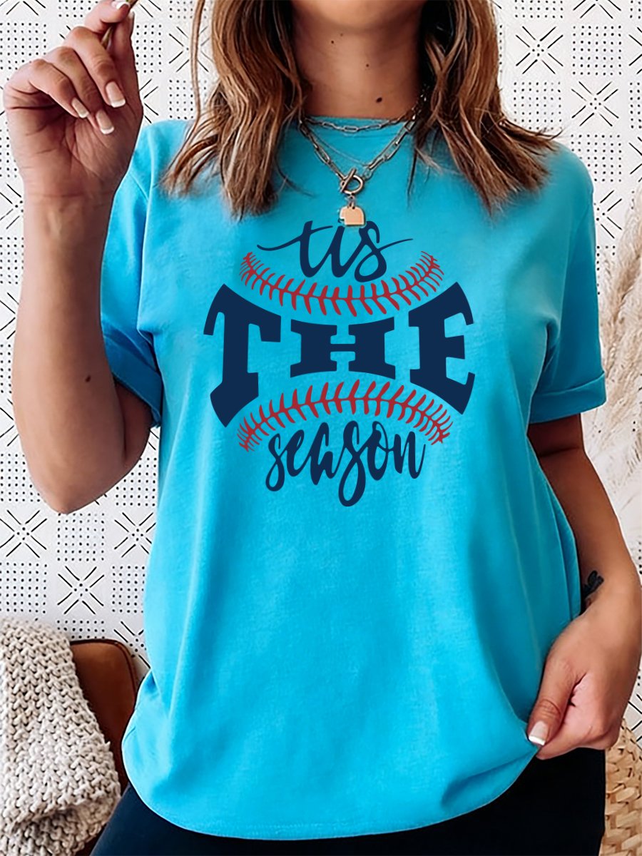 Women's Fashion Love Baseball Print Crew Neck T-Shirt