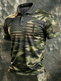 Men's American Flag Print Polo Shirt