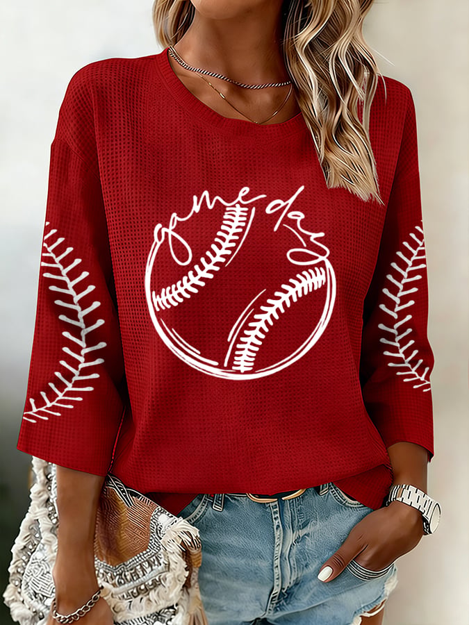 Women's Retro Baseball   Print Top
