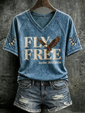 Women's Fly Free Jackie Print Casual T-shirt