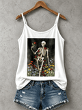 Women's Retro Halloween Skull Print Tank Top