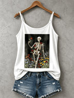 Women's Retro Halloween Skull Print Tank Top