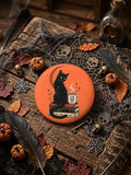 Unisex Retro Halloween Is He Dead Yet Black Cat Pin-Back Button