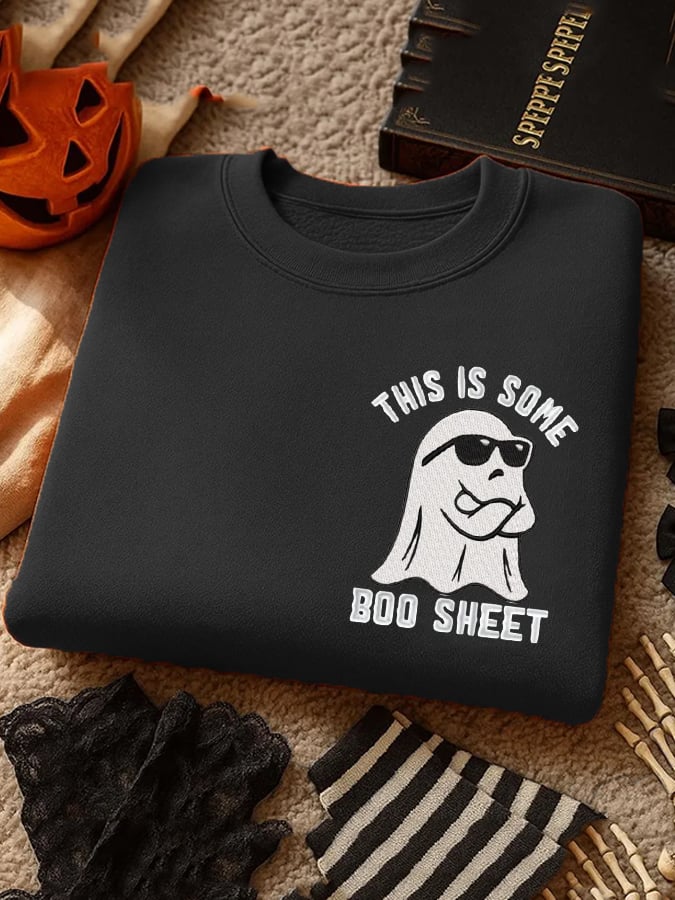 Women's This Is Some Boo Sheet Print Crew Neck Sweatshirt