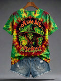 Women's Halloween Tie-Dye Print Short-Sleeve Top