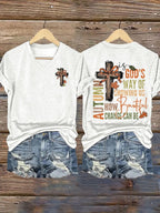 Women's Faith Fall is God's Way Of Showing Us How Beautiful Change Can Be Printed Short Sleeve T-Shirt
